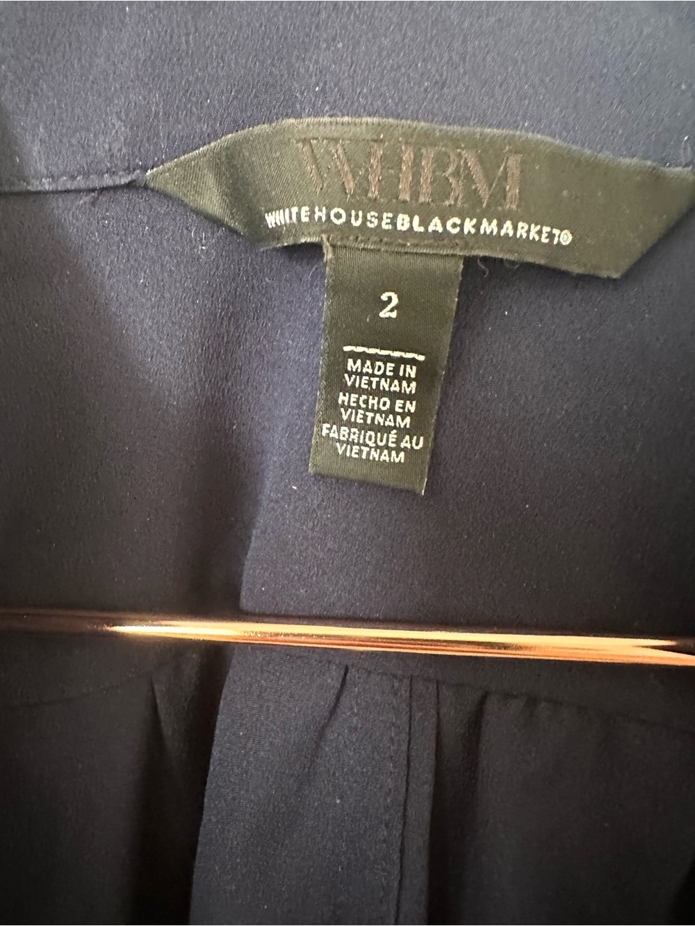 WHBM Navy Ruched-Sleeve Shirt - Picture 5 of 5